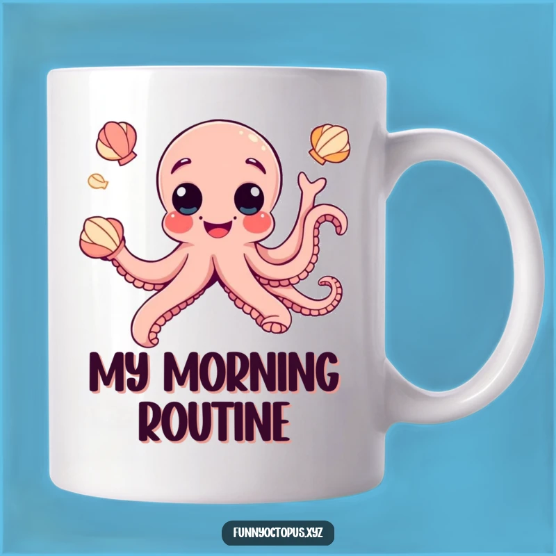 Funny Googly Eye Octopus Mug - Juggling Seashells Gift For Fun