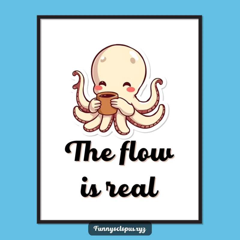 Funny Octopus Digital Art: Energetic Swimmer Print, Playful Motion, Instant Gift!
