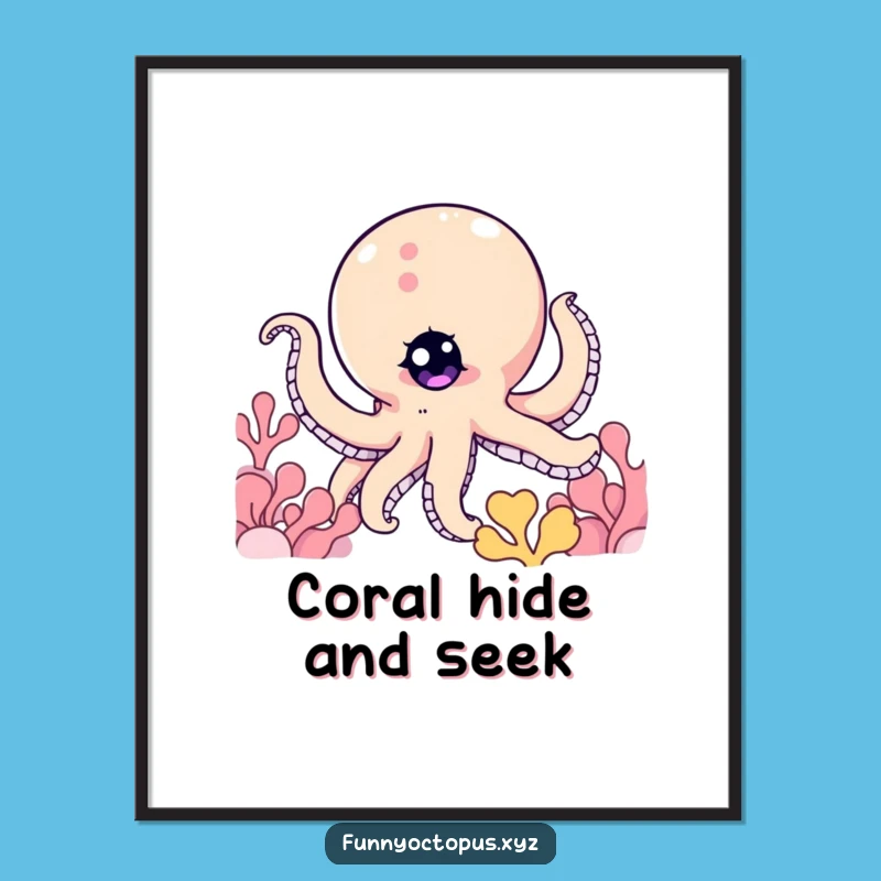 Funny Octopus Digital Art: Peek-a-Boo Print, Hidden Fun, Instant Gift!