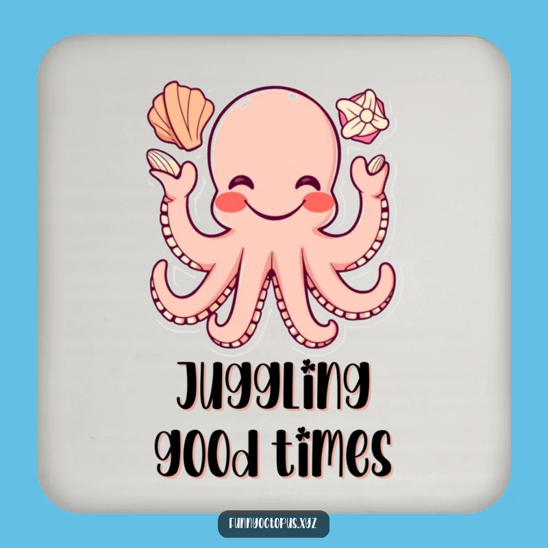 Funny Octopus Drink Coaster: Protect with a Happy Juggler, Seashell Style, Unique Gift!