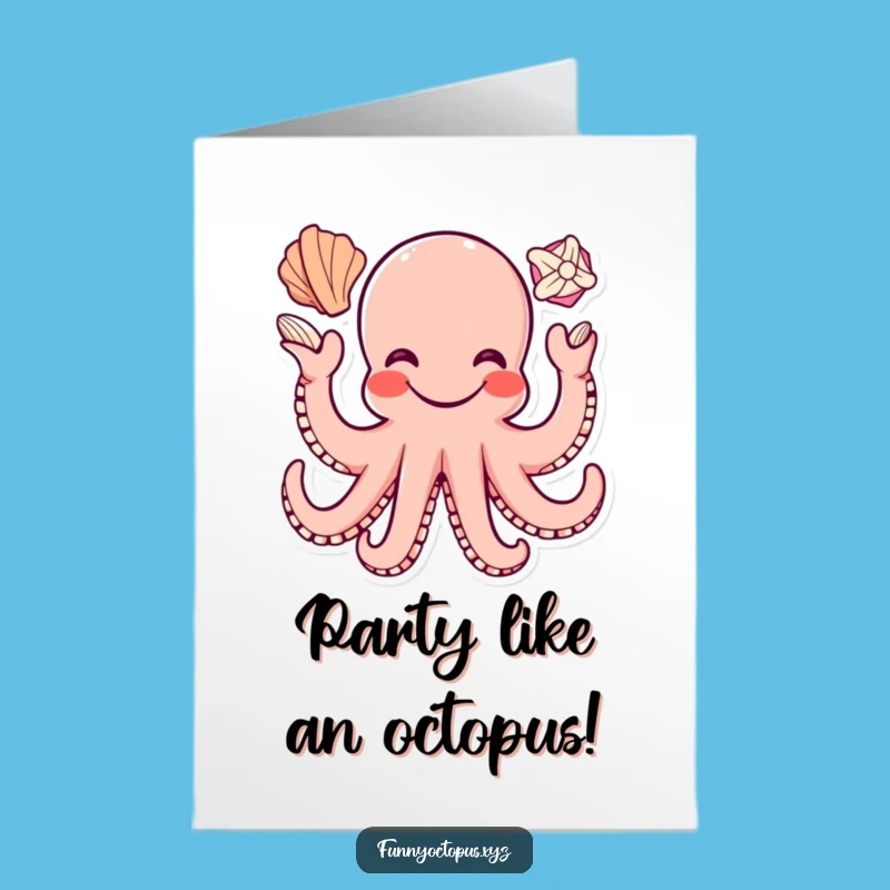 Free Printable Birthday Card: Juggling Octopus, Hilarious Downloadable Gift for a Joyful Celebration
