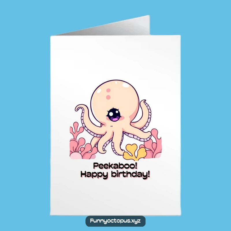 Free Printable Birthday Card: Peekaboo Octopus, Mysterious Downloadable Gift for a Fun Celebration