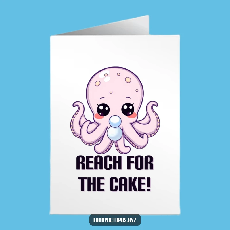 Free Printable Birthday Card: Pearl-Seeking Octopus, Treasure Downloadable Gift for a Special Day