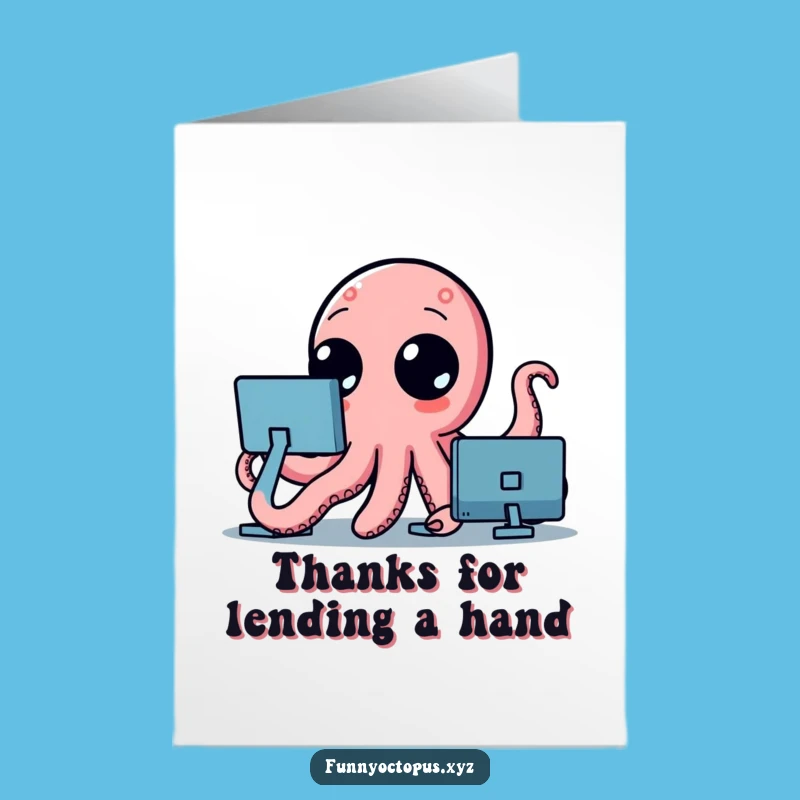 Free Printable Thank You Card: Waving Octopus, Heartfelt Funny Downloadable Gift